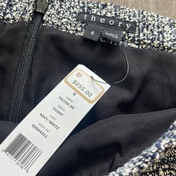 Theory Palten SB Navy/White Skirt size 6 NEW - Picture 3 of 5